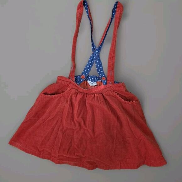 Mini Boden Thin Corduroy Jumper‎ Overalls Red/Polka dot Girls Size 5-6years N4 - Picture 1 of 6